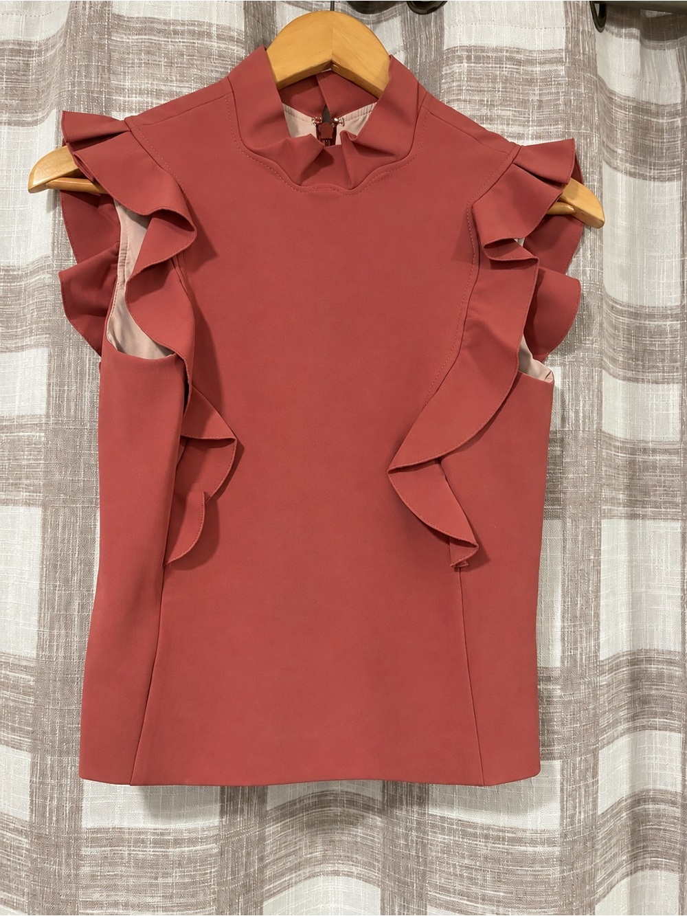 Rebecca Taylor Dusty Rose Ruffle Mock-Neck Shell - Picture 3 of 6